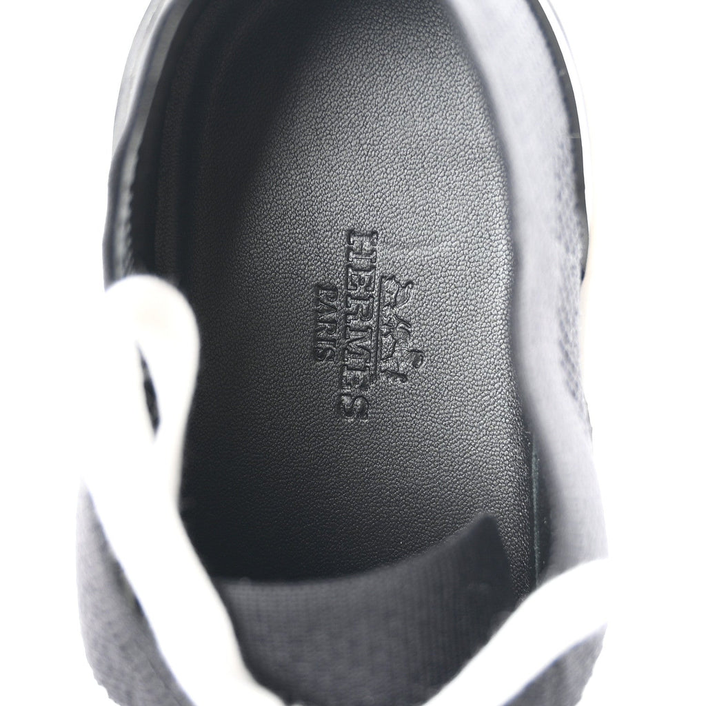 Knit Fabric Calfskin Deep Sneakers 36.5 Black White