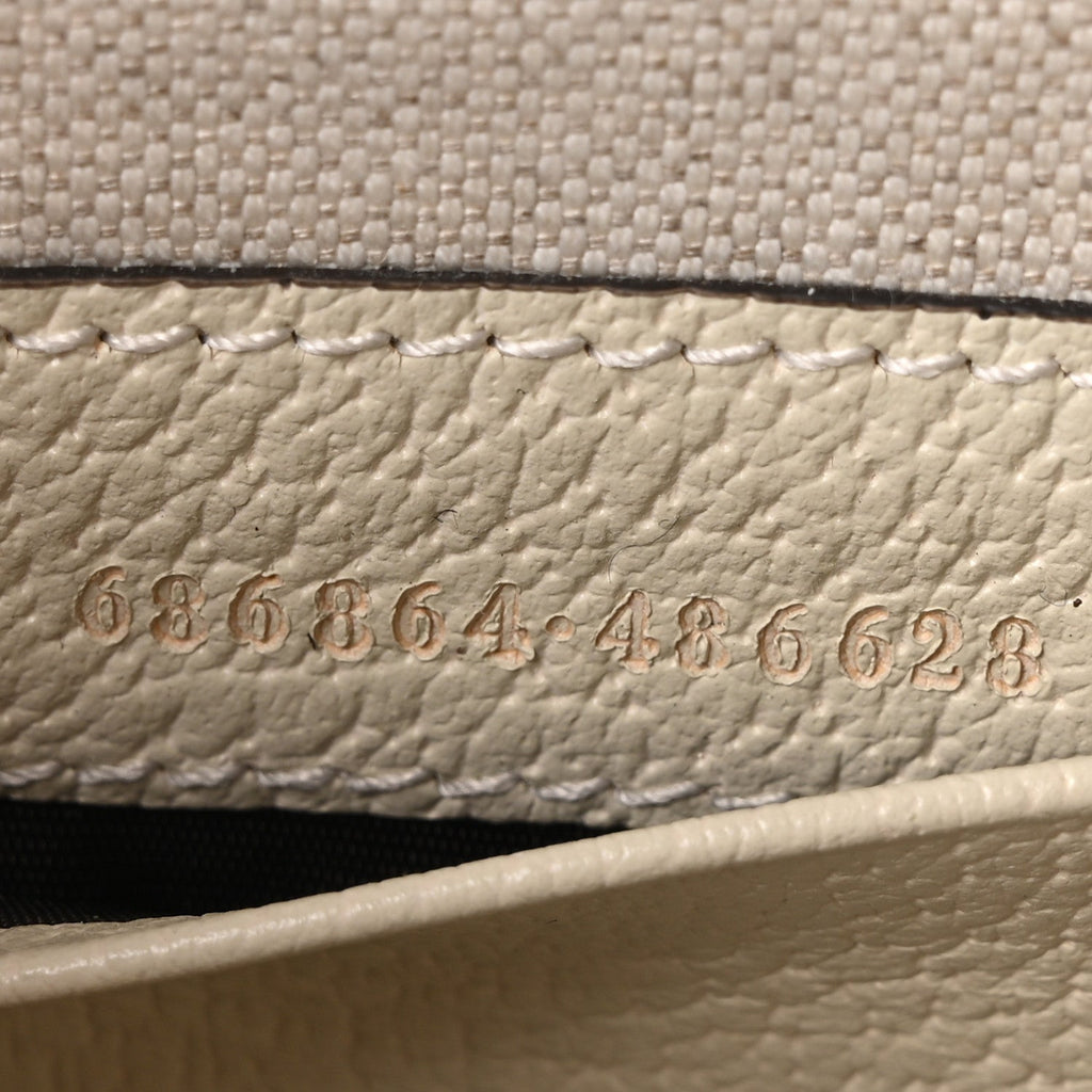 Monogram Jumbo GG Textured Dollar Calfskin Web Small Bamboo 1947 Top Handle Bag Off White