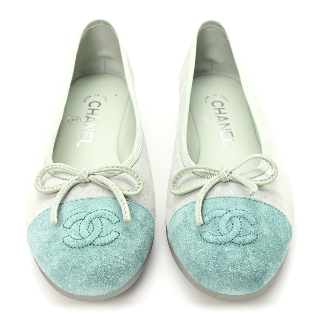 Suede Cap Toe CC Ballerina Flats 36 Light Green
