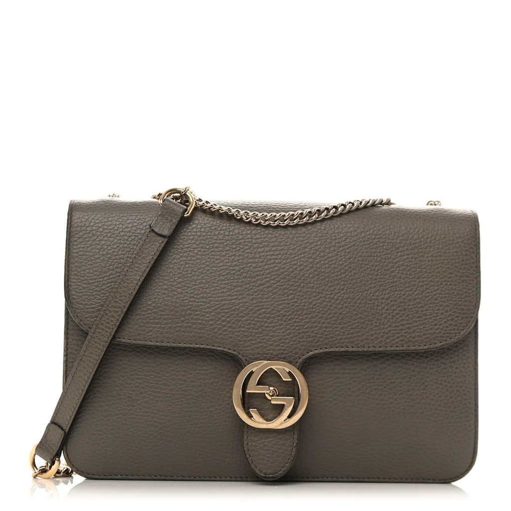 Dollar Calfskin Interlocking G Shoulder Bag Loess