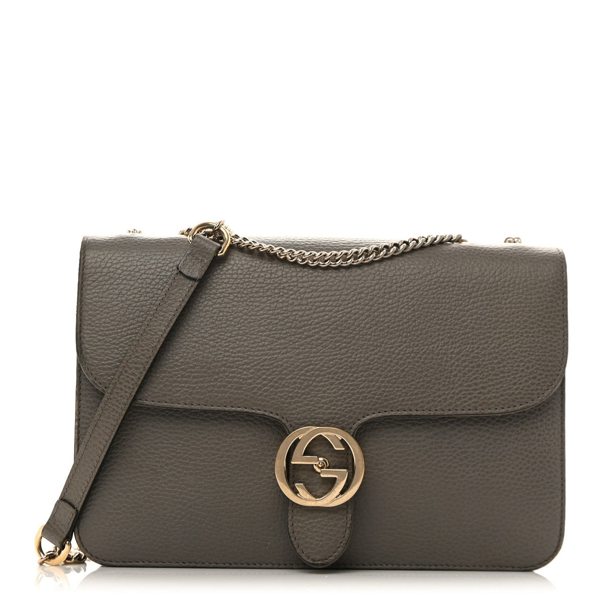 Dollar Calfskin Interlocking G Shoulder Bag Loess