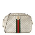 Laminated Nappa Web Trapuntata Mini GG Shoulder Bag Argento