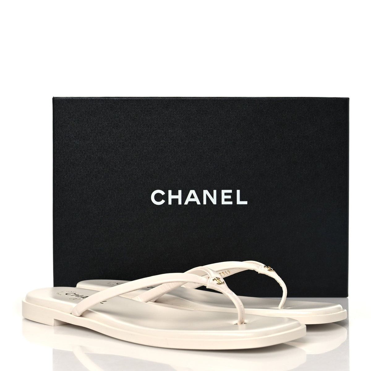 Goatskin CC Times Square Thong Sandals 42 White