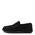 Suede Calfskin Womens Lazy Loafers 38.5 Black