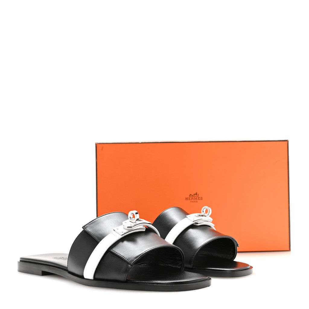 Calfskin Giulia Sandals 39 Black White