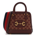 Monogram Textured Dollar Calfskin Mini Horsebit 1955 Top Handle Bag Sahara Rubino Chardonnay