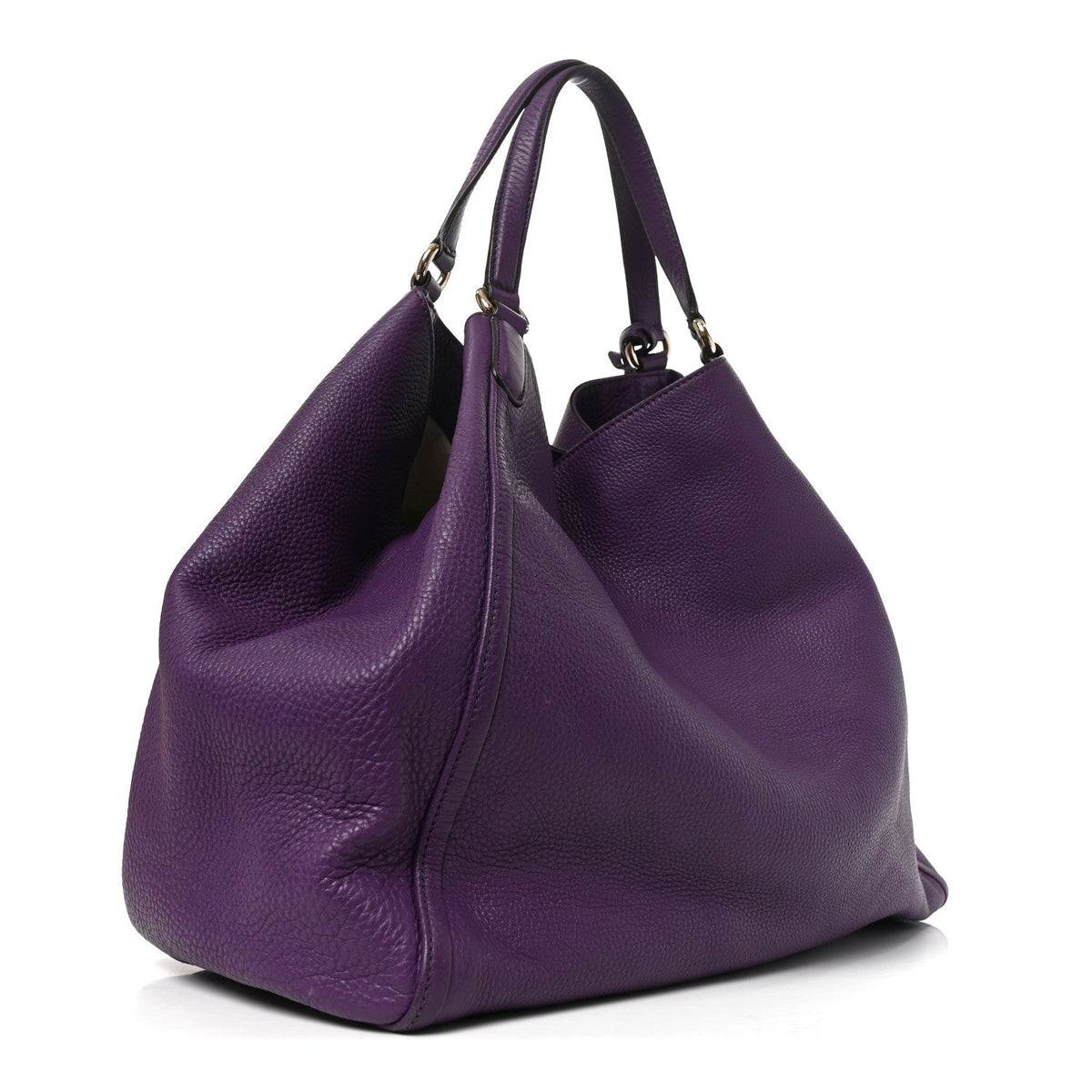Pebbled Calfskin Large Soho Shoulder Bag Shine Purple