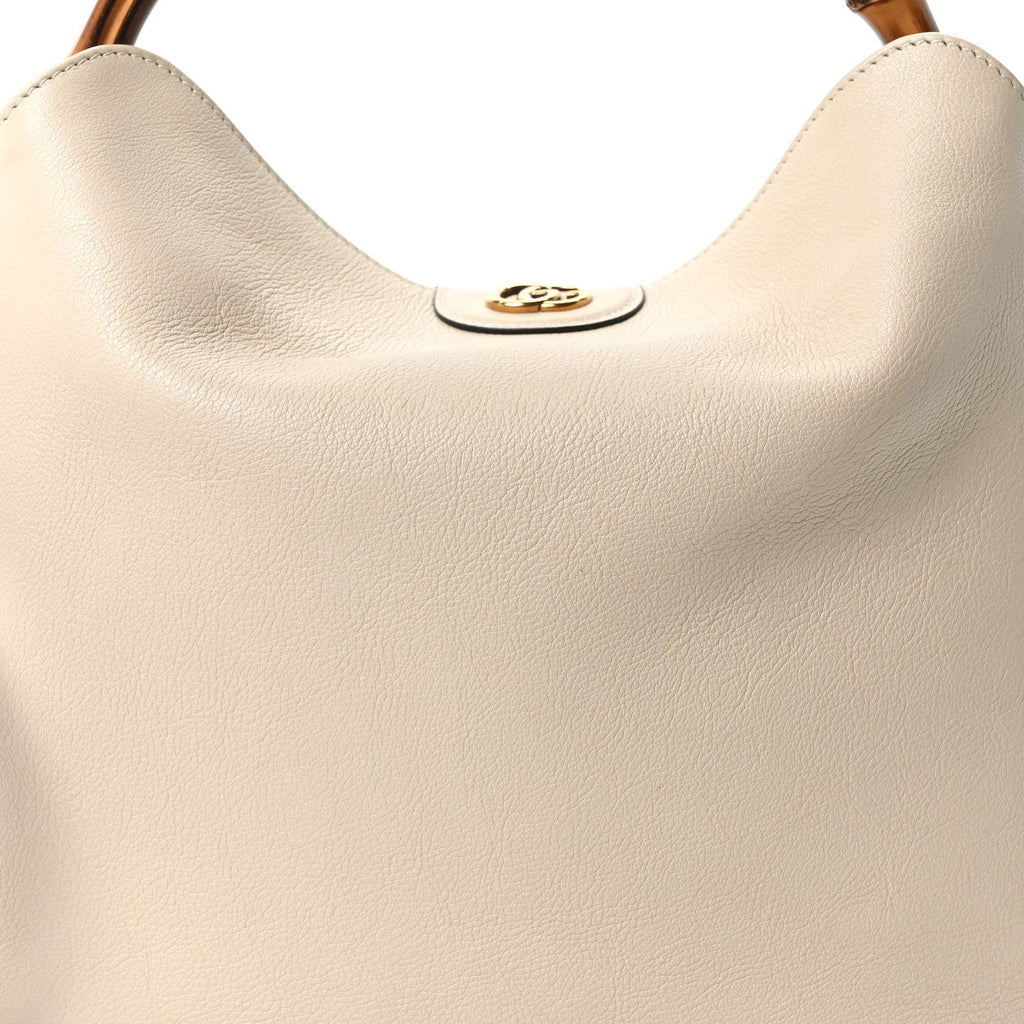 Softy Wonka Textured Dollar Calfskin Medium Diana Bamboo Shoulder Bag Mystic White Hibiscus Red