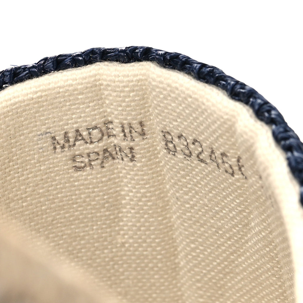 Macrochet Raffia Logo Flat Slide Espadrille Sandals 37.5 Blue Great White