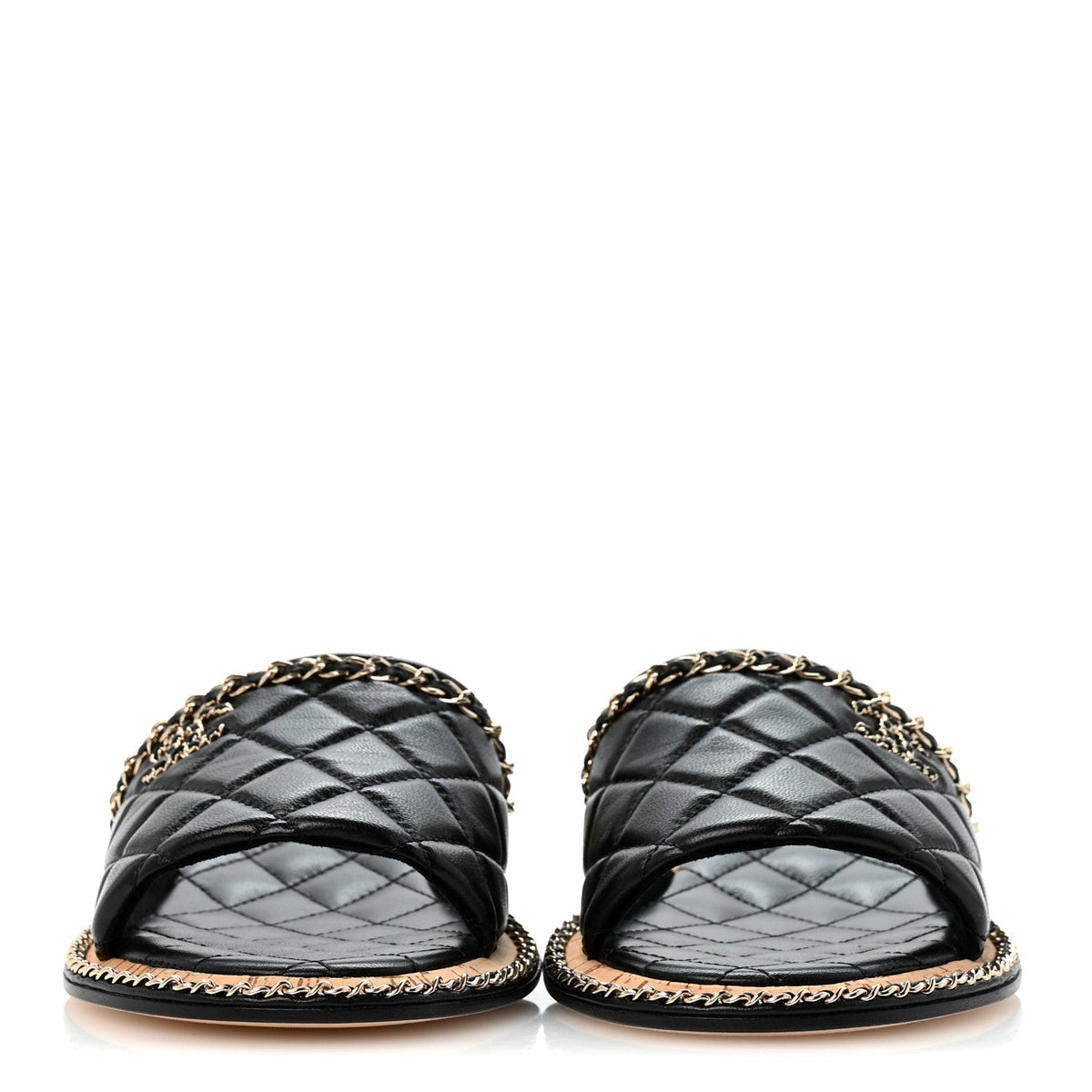 Lambskin Quilted Chain CC Mules 39 Black