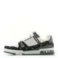 Calfskin Embossed Monogram Denim Mens LV Trainer Sneakers 11 Grey