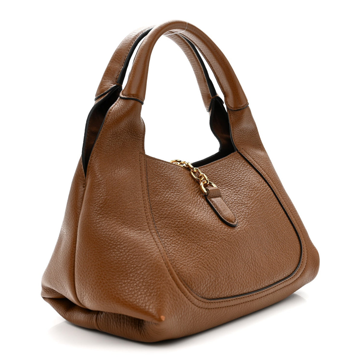 Grained Calfskin Softbit Medium Shoulder Bag Brown