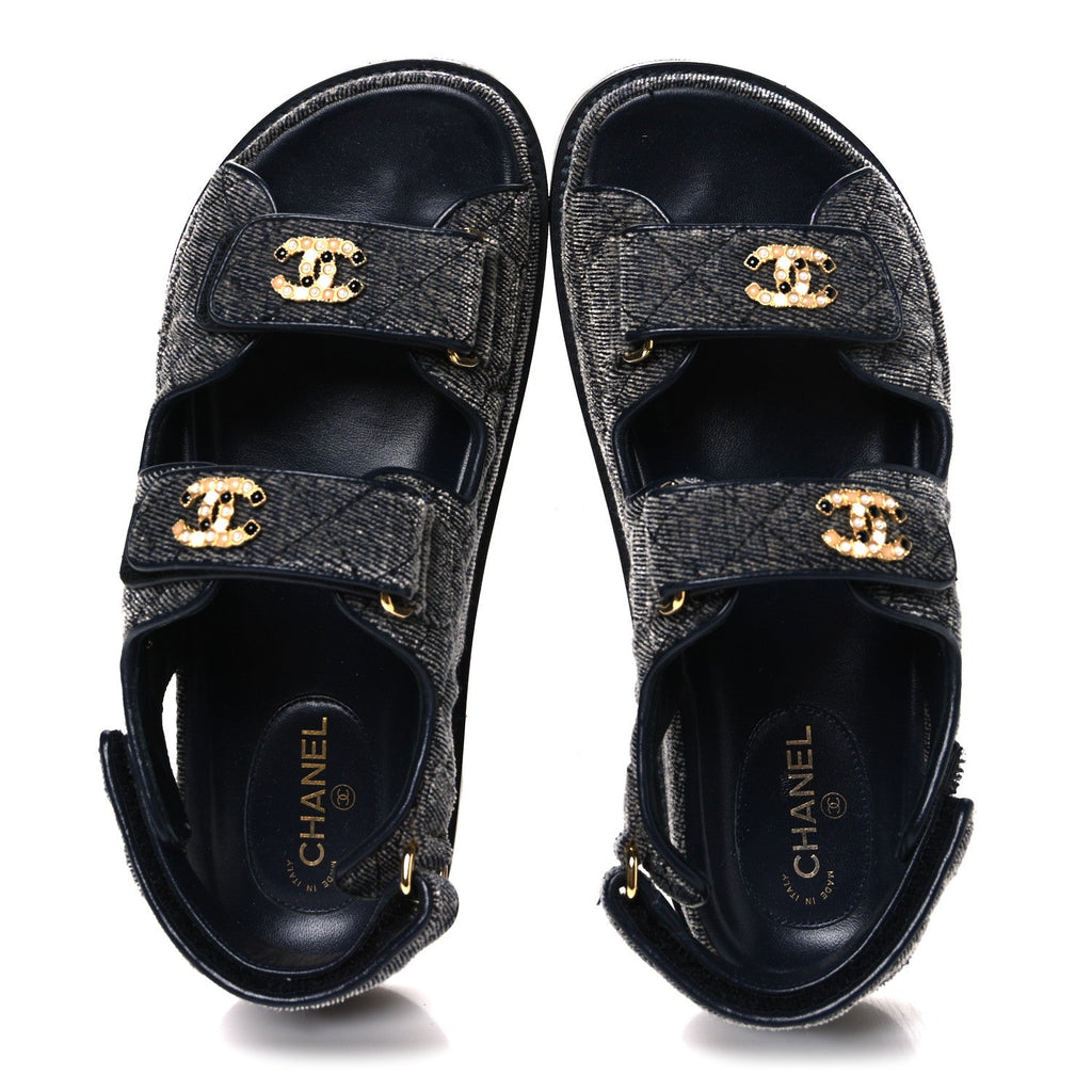 Velvet Velcro Dad Sandals 36 Grey