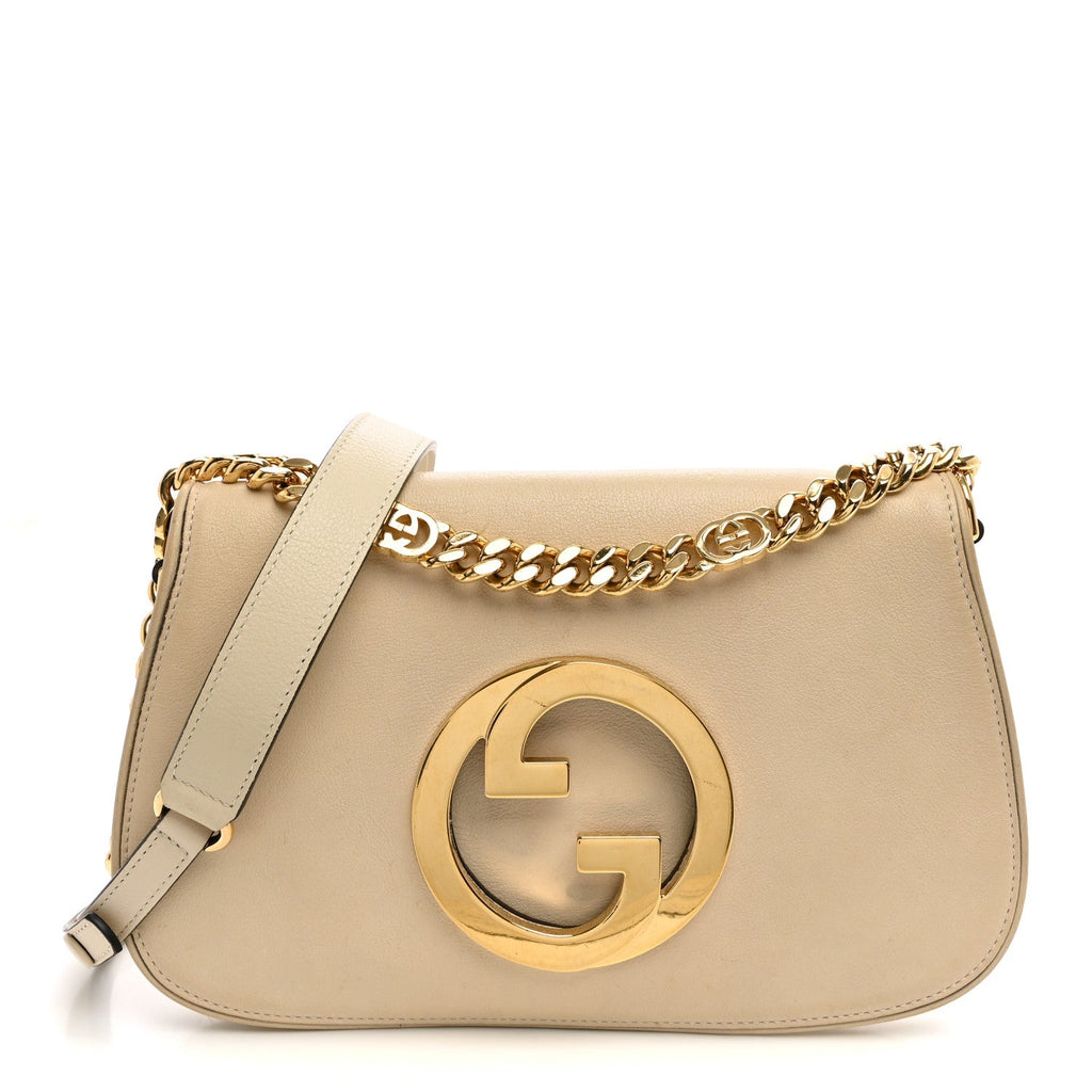Roxy Calfskin Blondie Chain Shoulder Flap Bag Mystic White