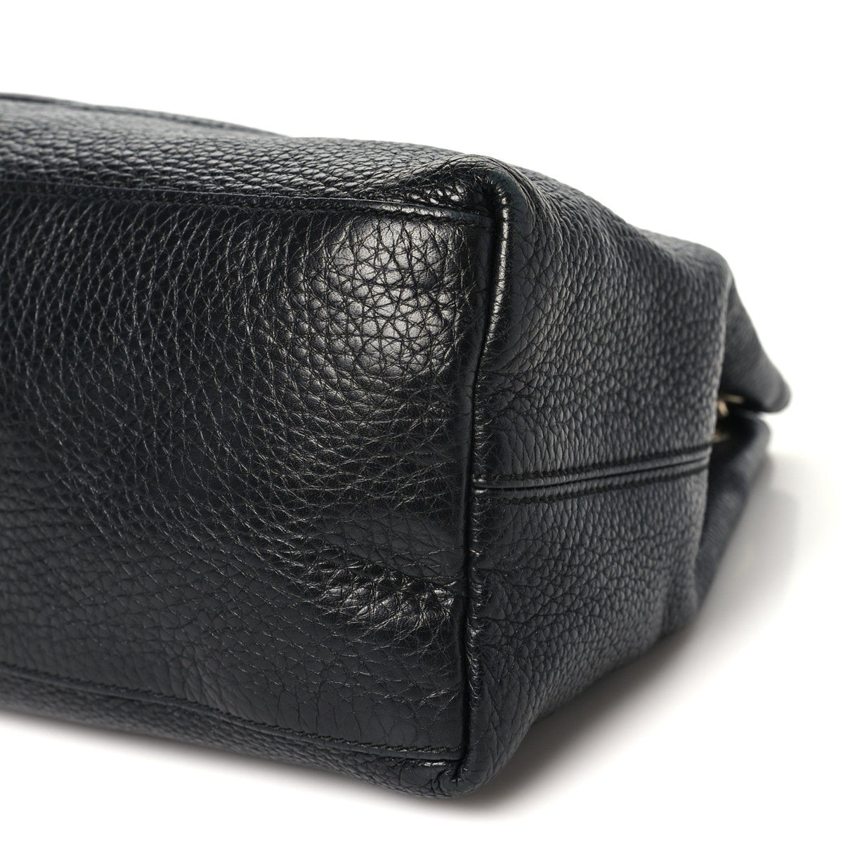 Pebbled Calfskin Medium Soho Chain Shoulder Bag Black