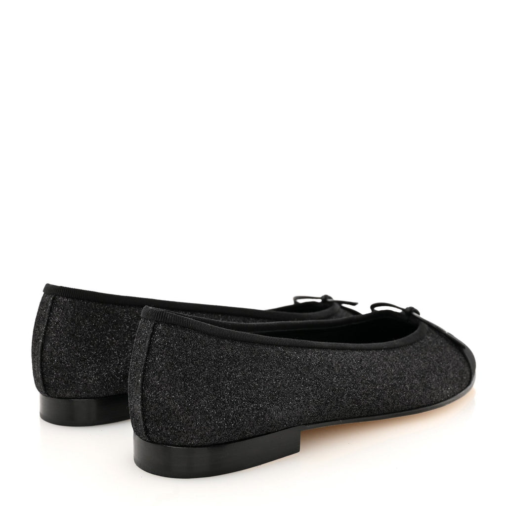 Glitter Grosgrain Cap Toe CC Ballerina Flats 40 Black
