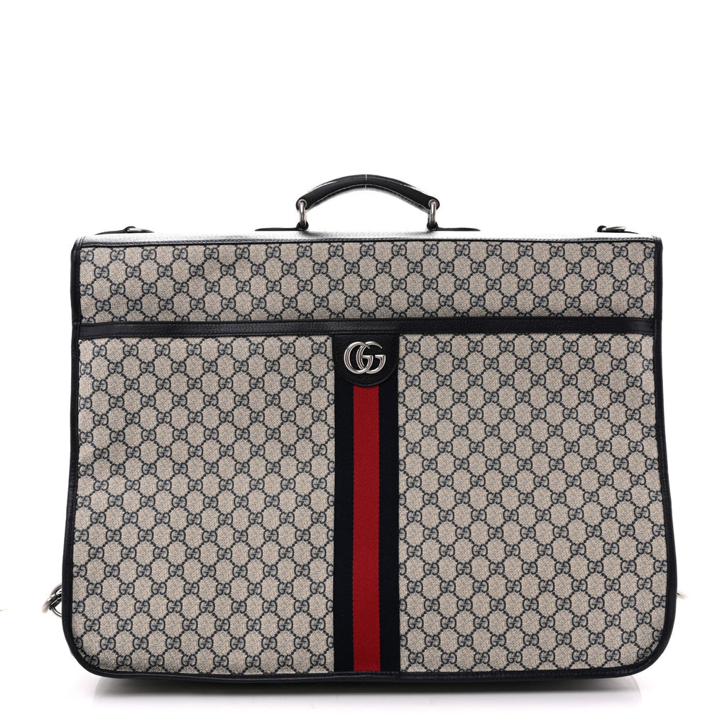 GG Supreme Monogram Web Savoy Garment Bag Beige Blue