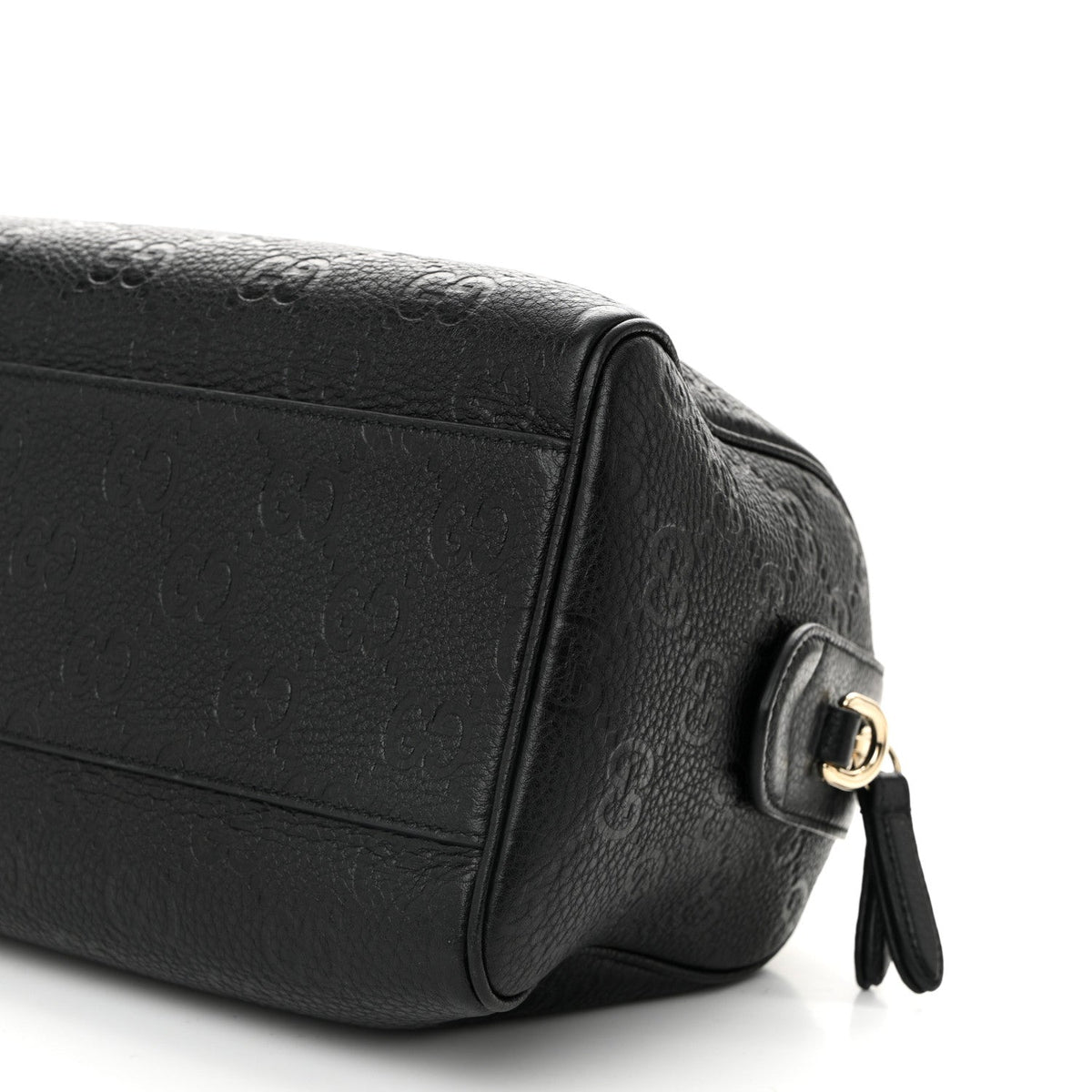 Calfskin GG Emblem Small Top Handle Bag Black