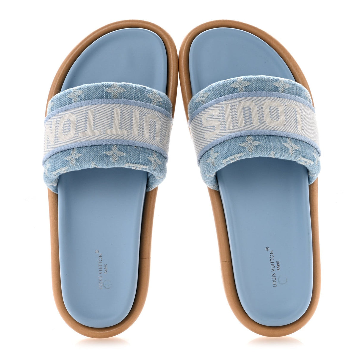 Monogram Denim LV Bliss Womens Comfort Mules 41 Turquoise