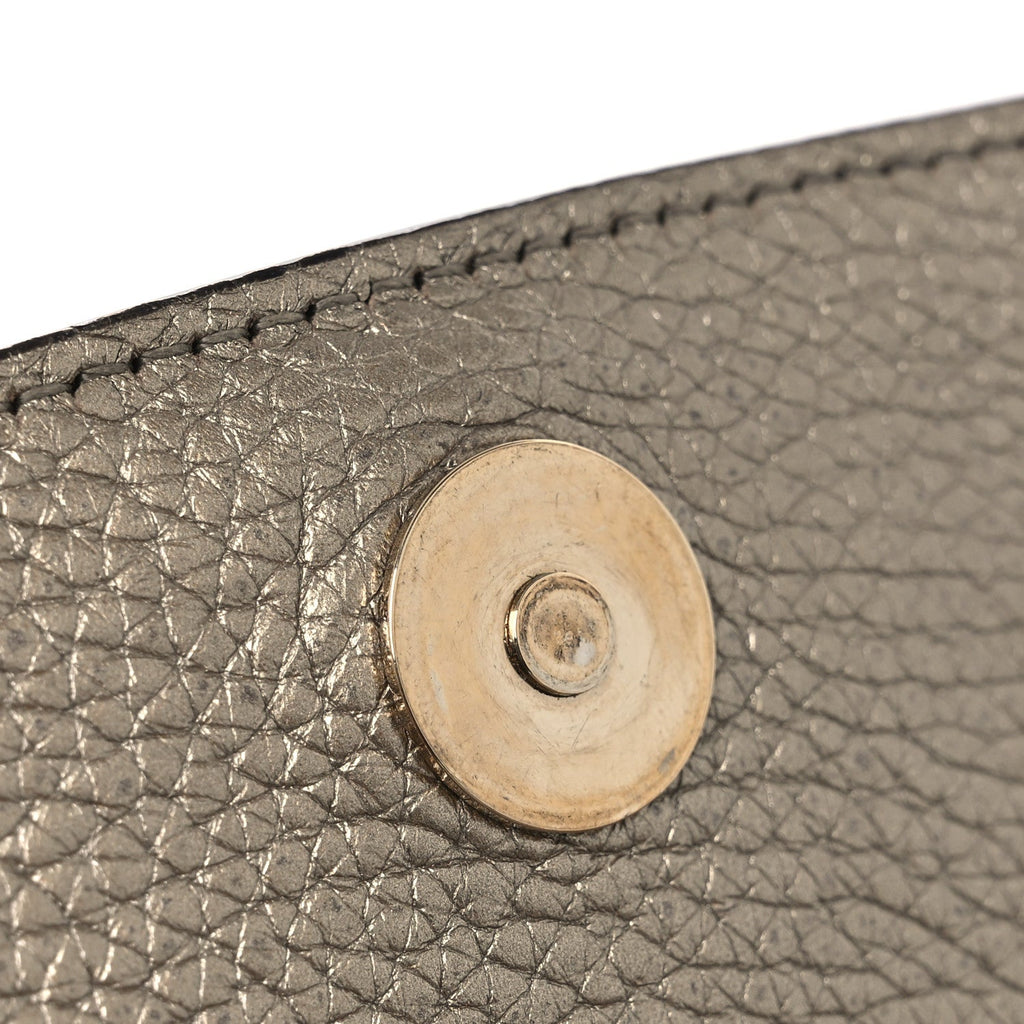 Metallic Pebbled Calfskin Medium Soho Flap Crossbody Golden Beige