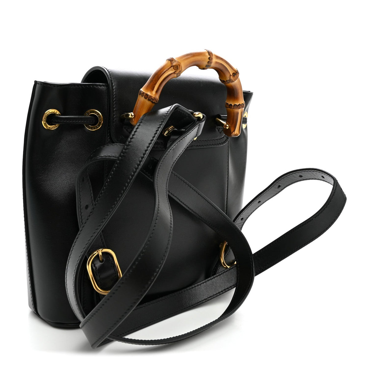 Calfskin Bamboo Backpack Black