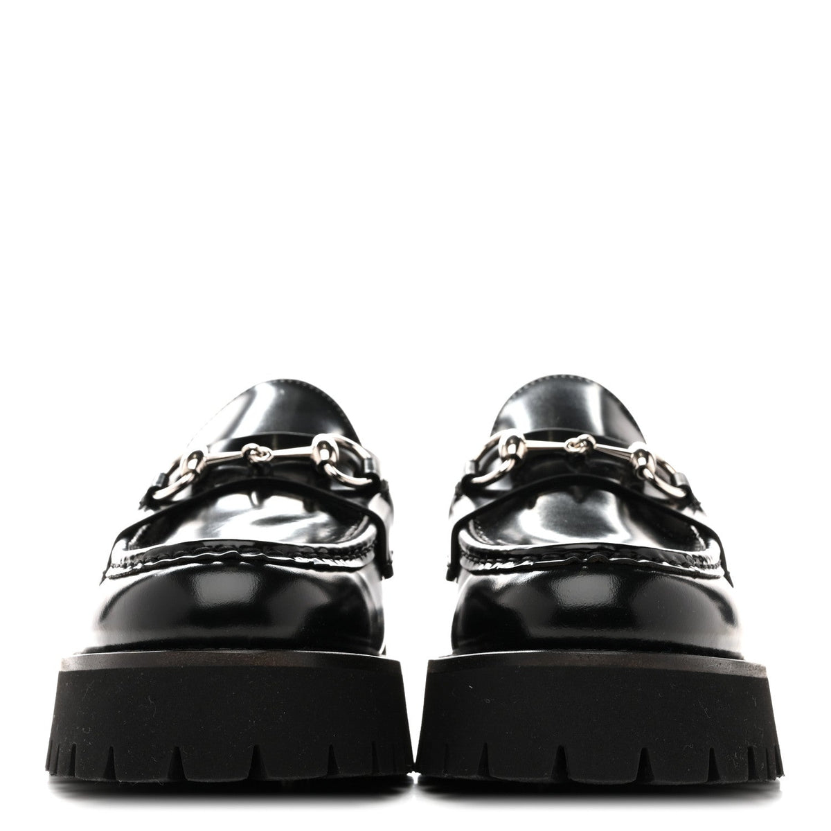 Cordovan Lux Womens Horsebit 45mm Platform Loafers 39.5 Black