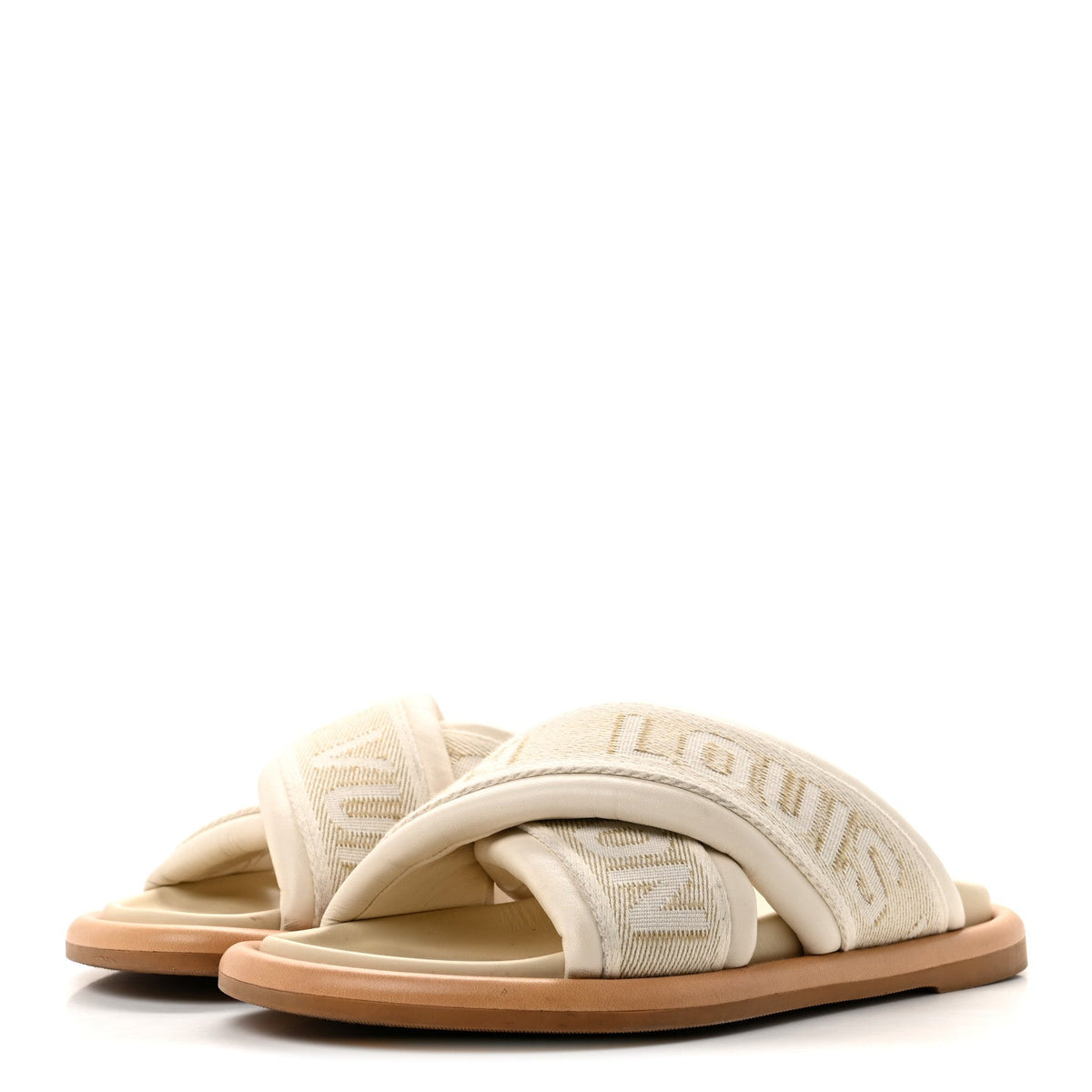 LV Bliss Womens Comfort Cross-Over Mules  37 Ecru