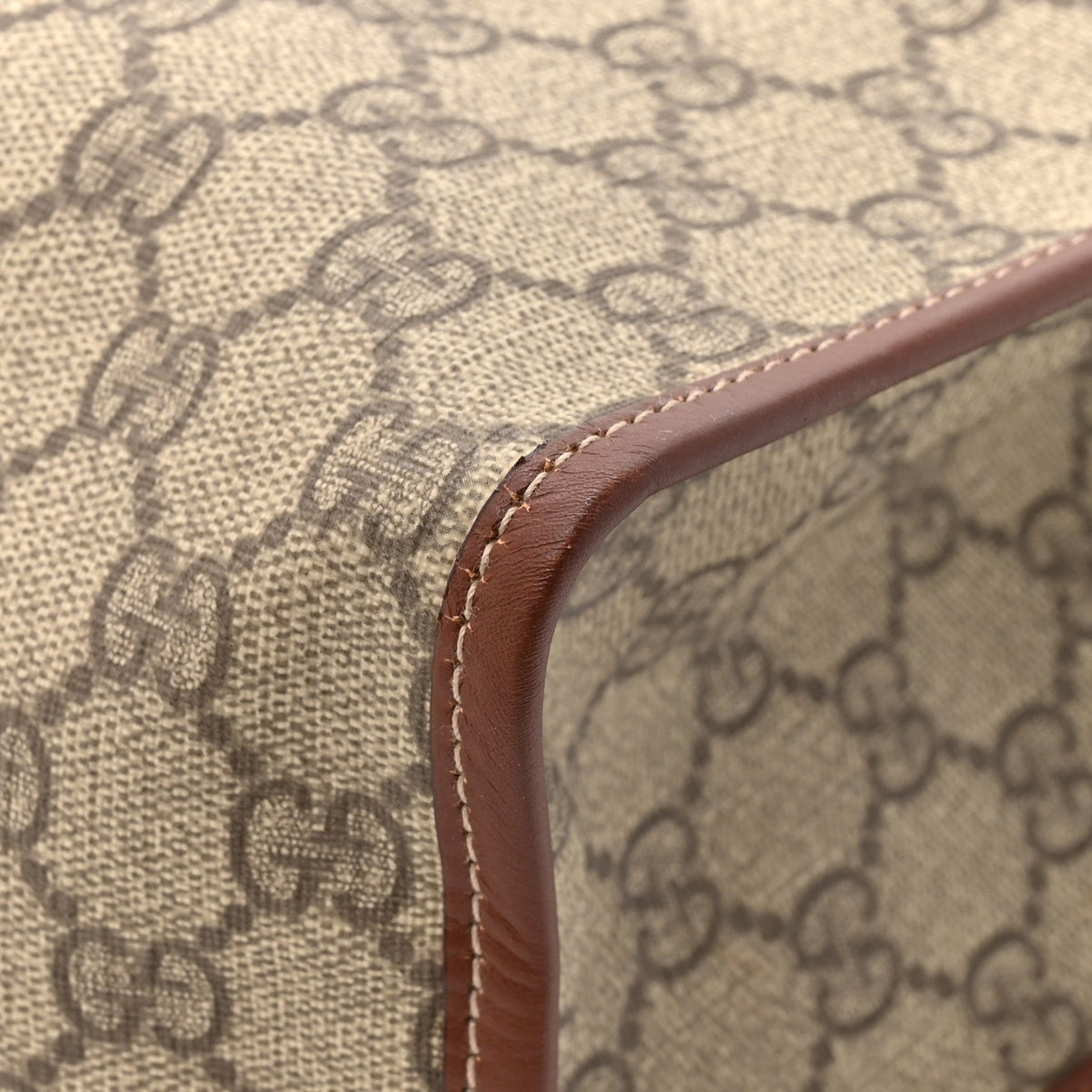 GG Plus Monogram Small Signature Web Loop Vertical Tote Light Brown