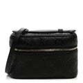 GG Calfskin Embossed Emblem Super MIni Crossbody Bag Black