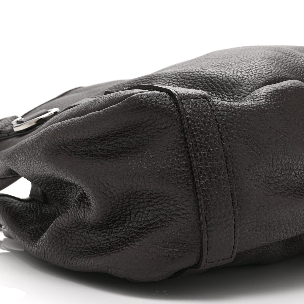 Calfskin Medium Abbey Shoulder Bag Dark Brown