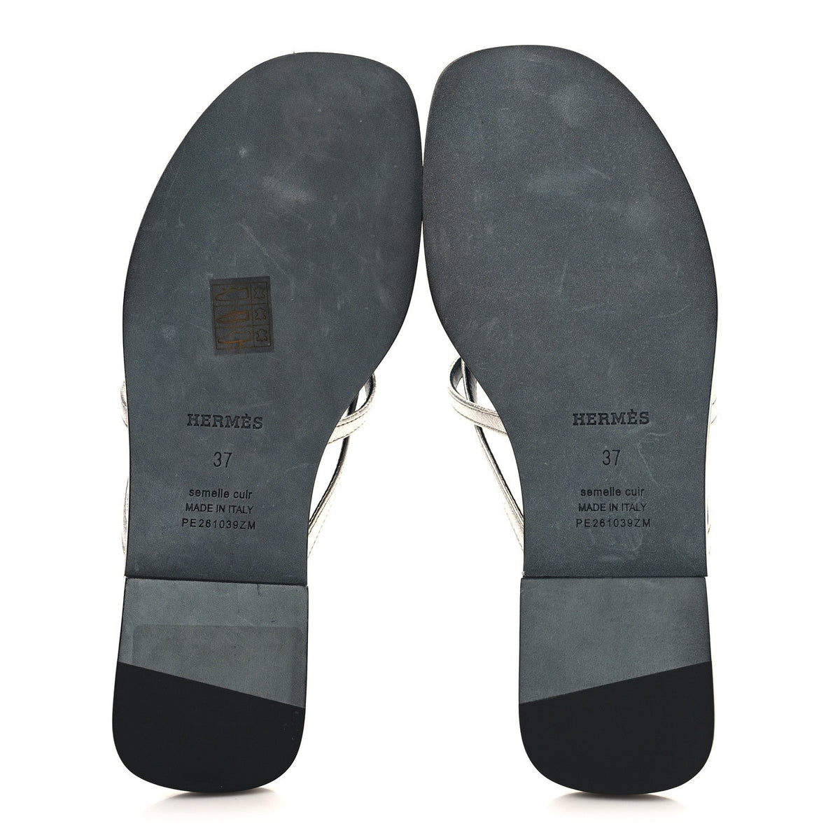 Metallic Goatskin Miss Sandals 37 Gris Argente