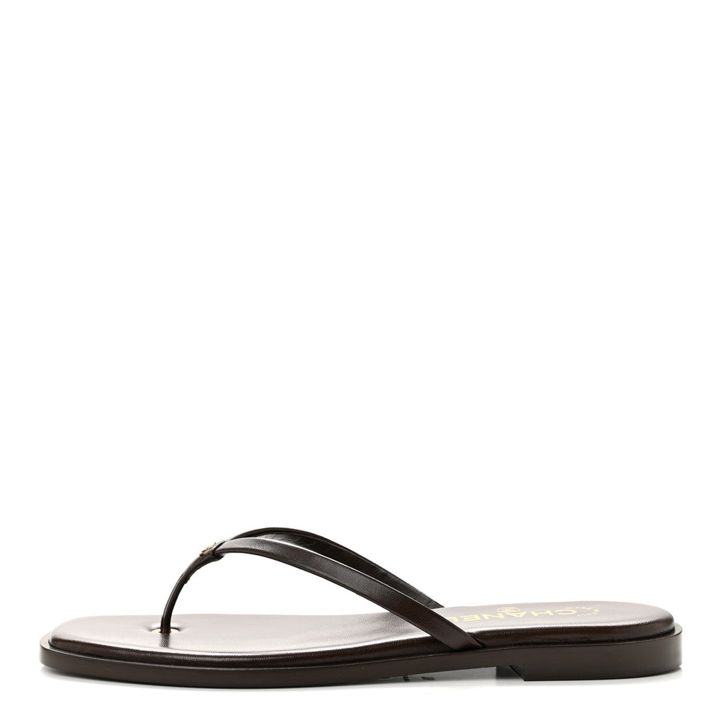 Goatskin CC Times Square Thong Sandals 39 Brown