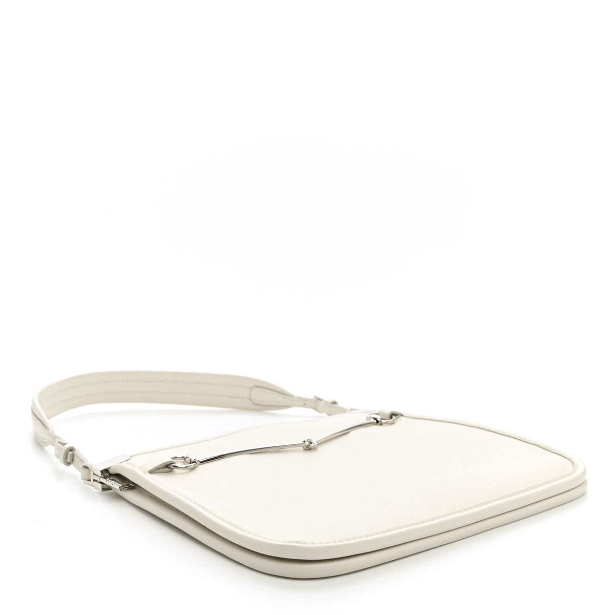 Calfskin Horsebit Slim Shoulder Bag White