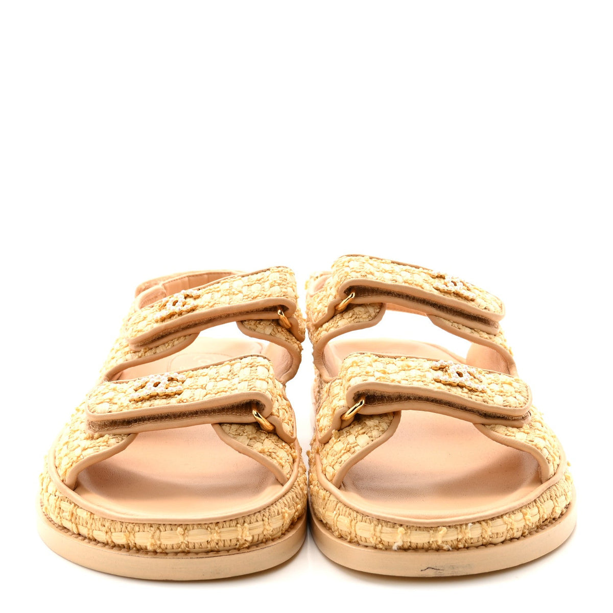 Braided Fabric Velcro Dad Sandals 37.5 Beige