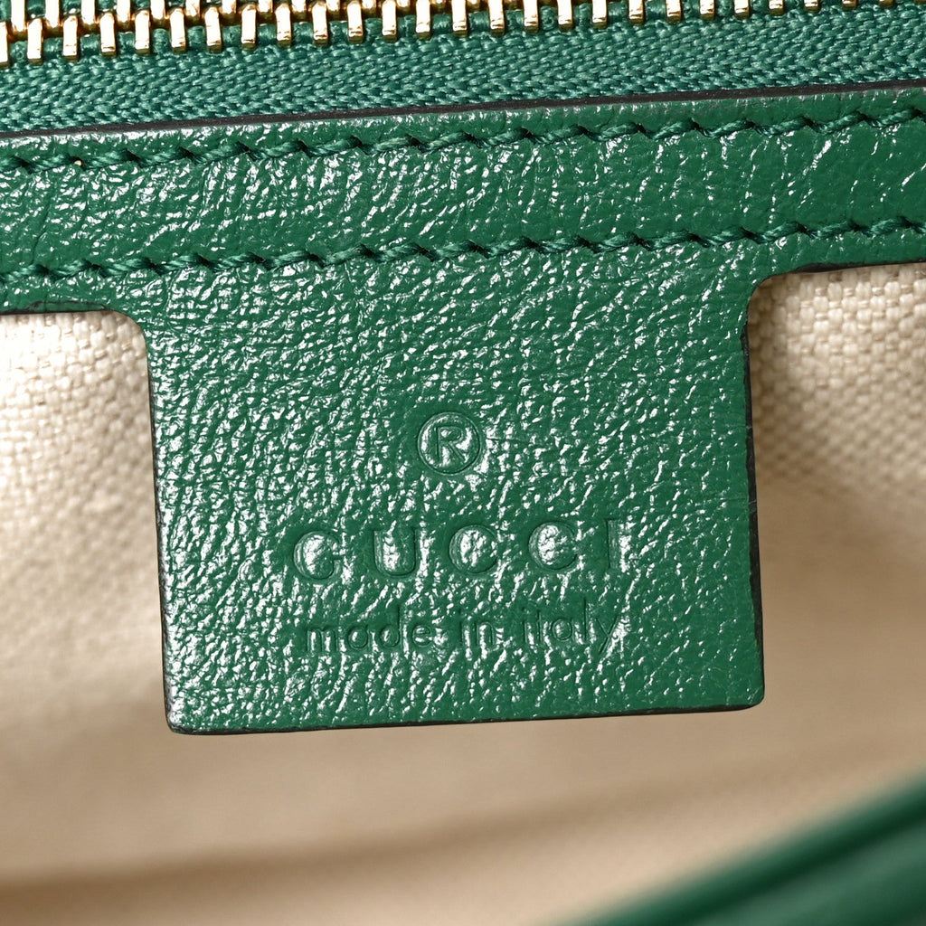 Azalea Calfskin Enamel Matelasse Diagonal Small Torchon GG Marmont Shoulder Bag New Shamarock Emerald