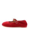 Wool Tweed Patent Mary Jane Flats 36 Red