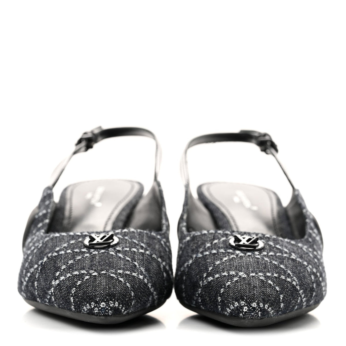 Denim Patent Archlight Low Heel Slingback Pumps 39 Black