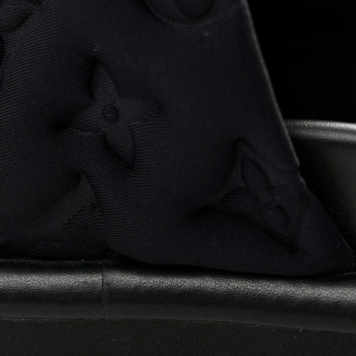 Technical Fabric Embossed Monogram Pool Pillow Comfort Mules 36 Black