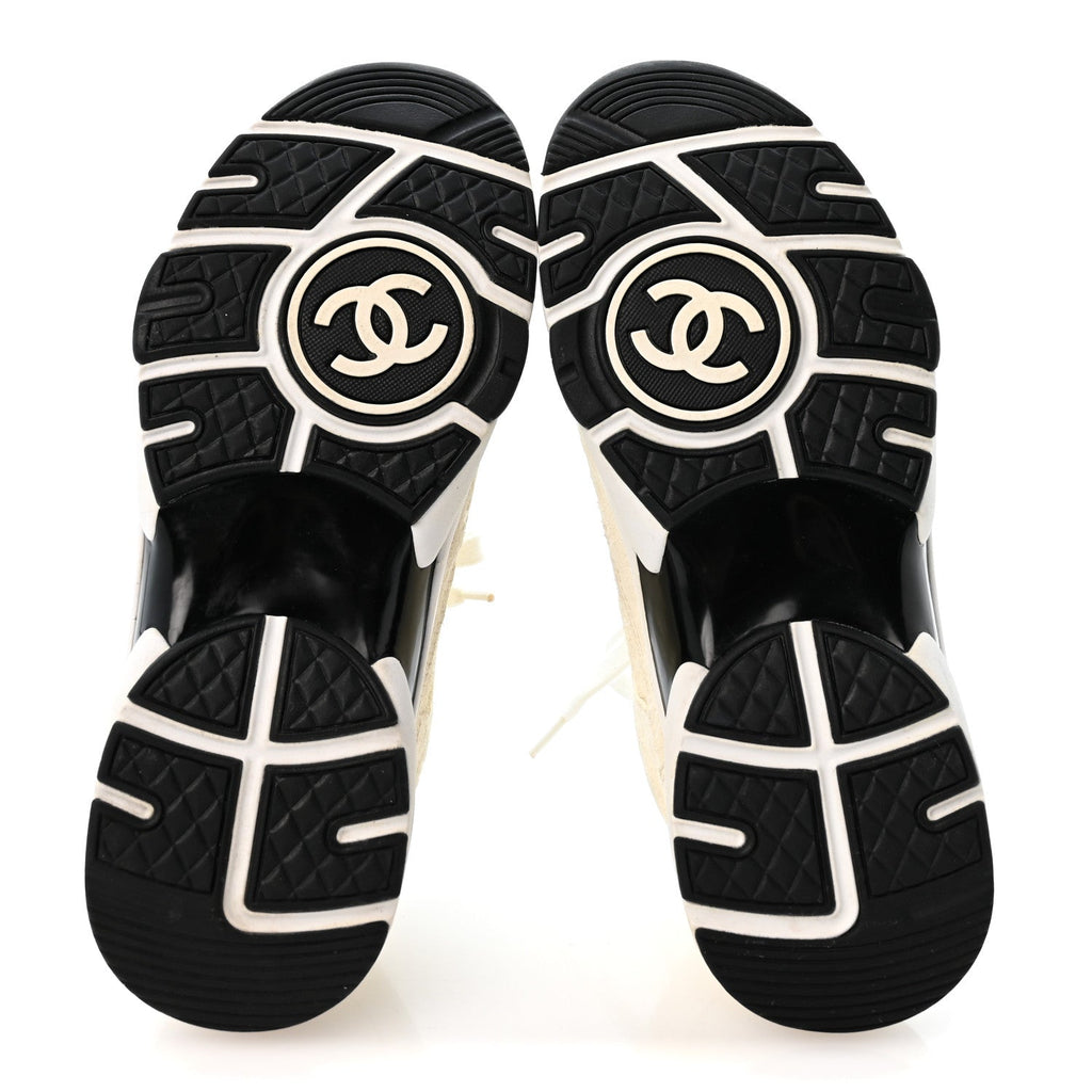 Nylon Suede Calfskin Printed CC Sneakers 37 White