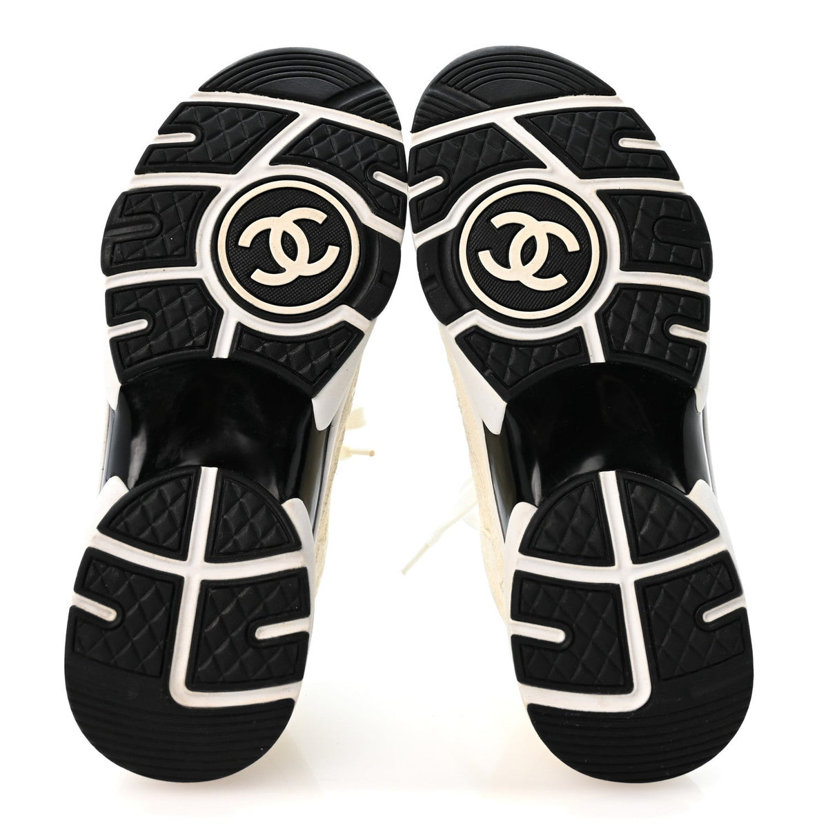 Nylon Suede Calfskin Printed CC Sneakers 37 White