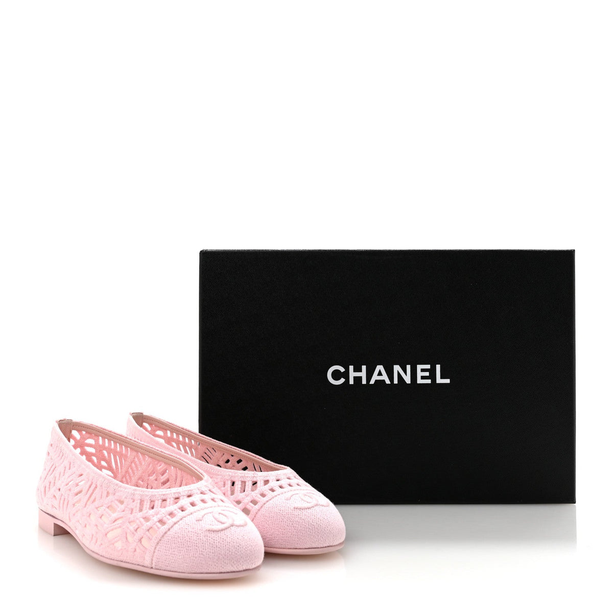 Cotton Embroidered Cap Toe Ballet Flats 38 Light Pink