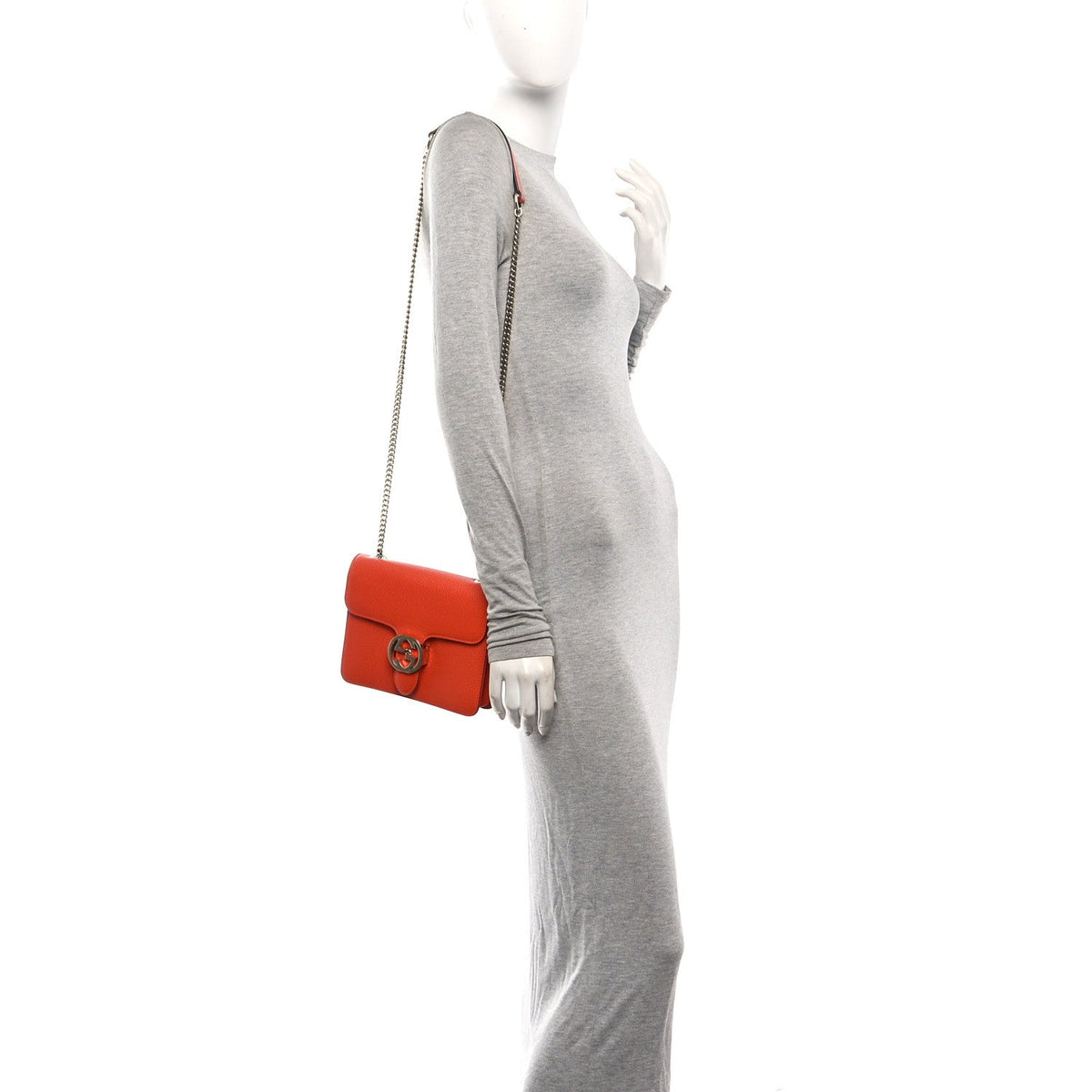 Dollar Calfskin Small Interlocking G Shoulder Bag Sun Orange