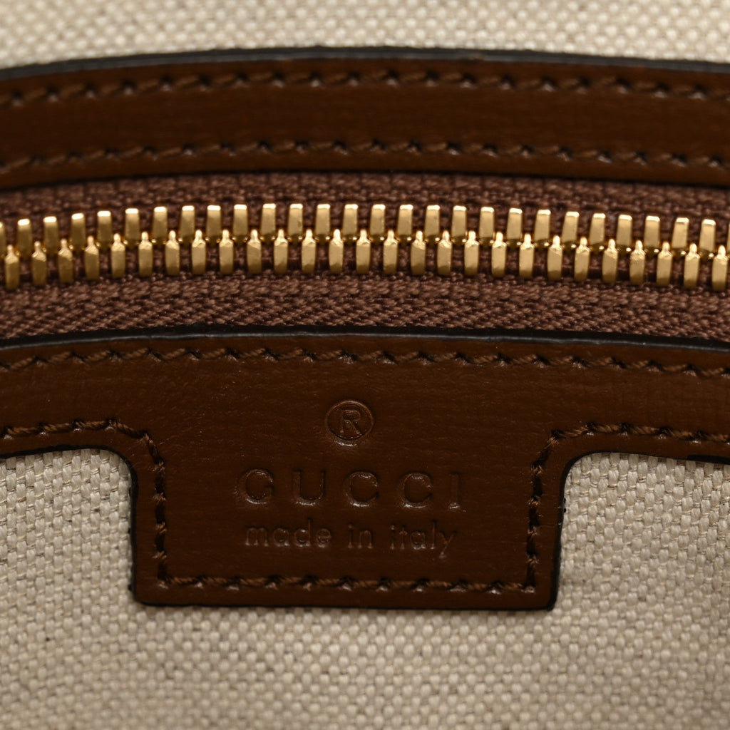 GG Supreme Monogram Azalea Calfskin Retro Interlocking G Messenger Shoulder Bag Beige Ebony Brown Sugar