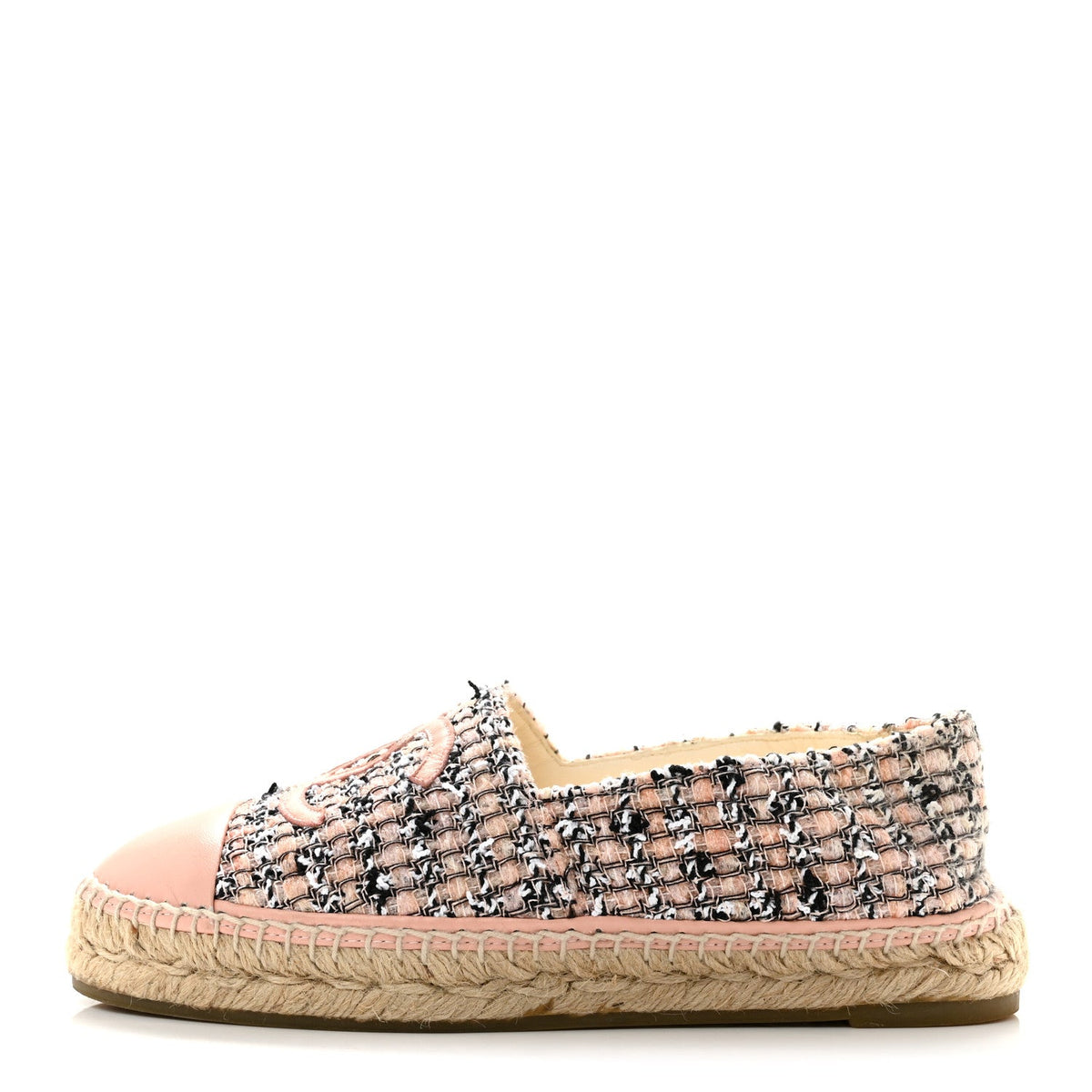 Tweed Lambskin CC Espadrilles 38 Pink