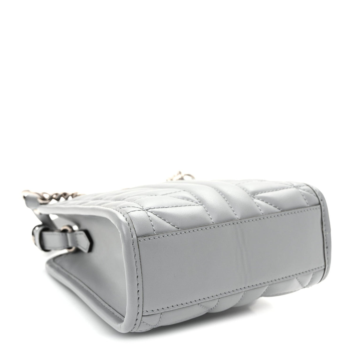 Calfskin Matelasse Chevron Mini GG Marmont Tote Grey