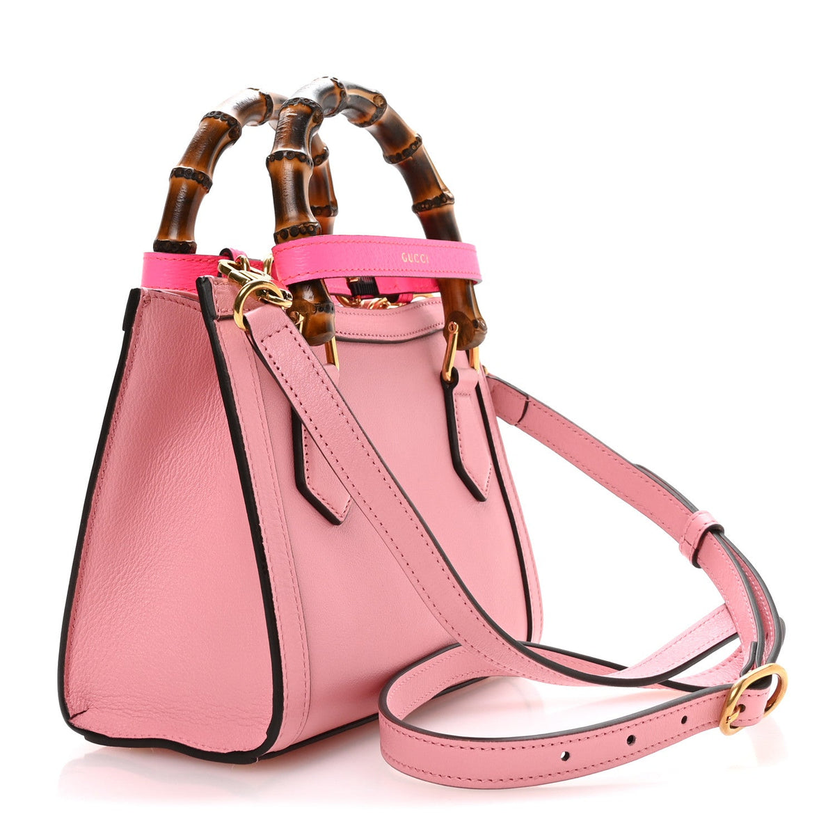 Wonka Grain Calfskin Mini Diana Tote Bag Wild Rose Fuxia Fluo