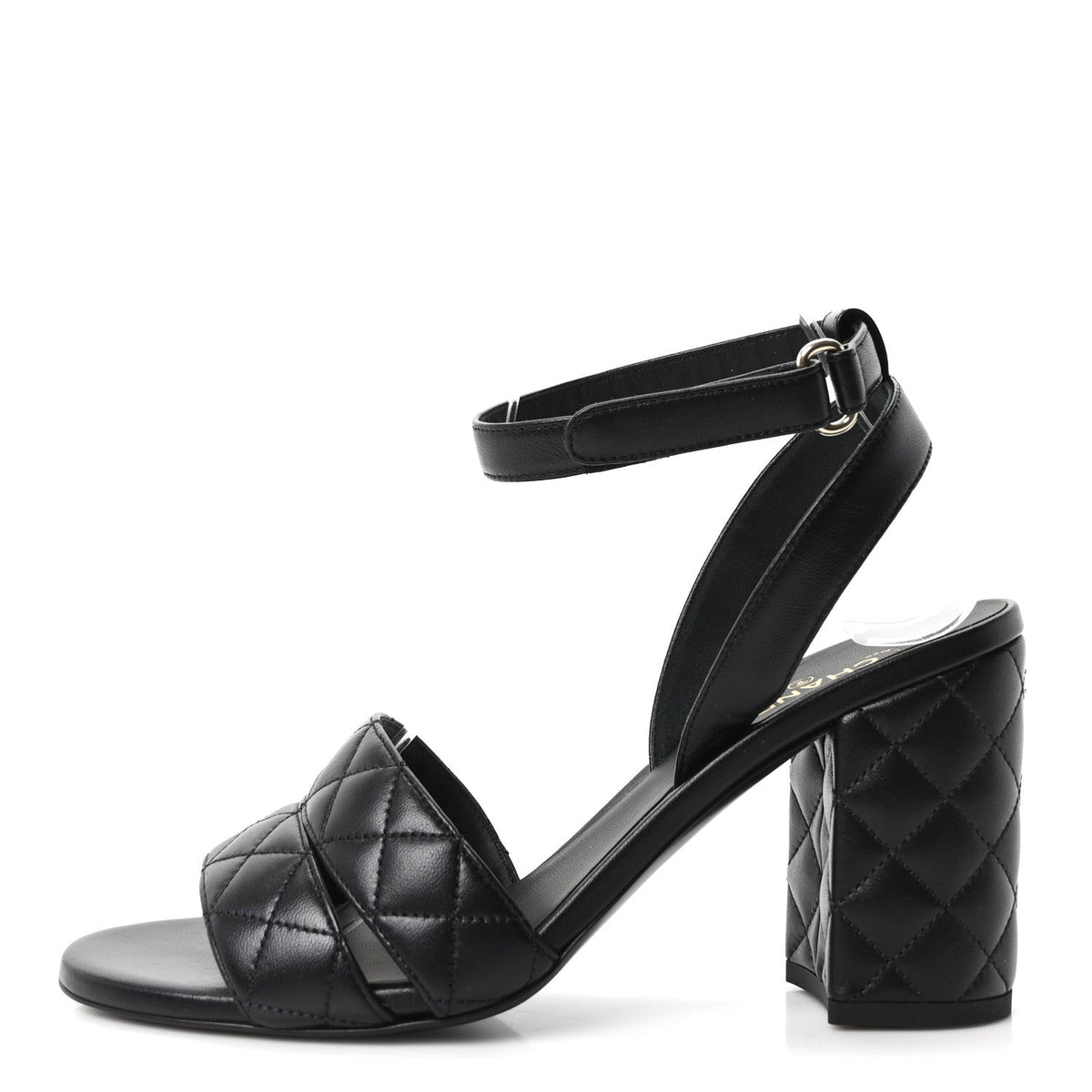 Lambskin Quilted Sandals 40 Black