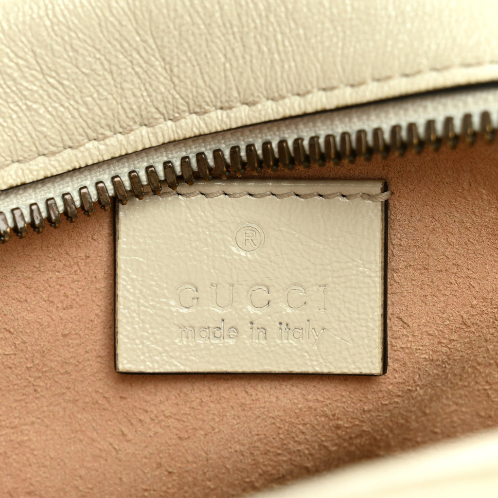 Calfskin Matelasse Mini GG Marmont Round Shoulder Bag White White