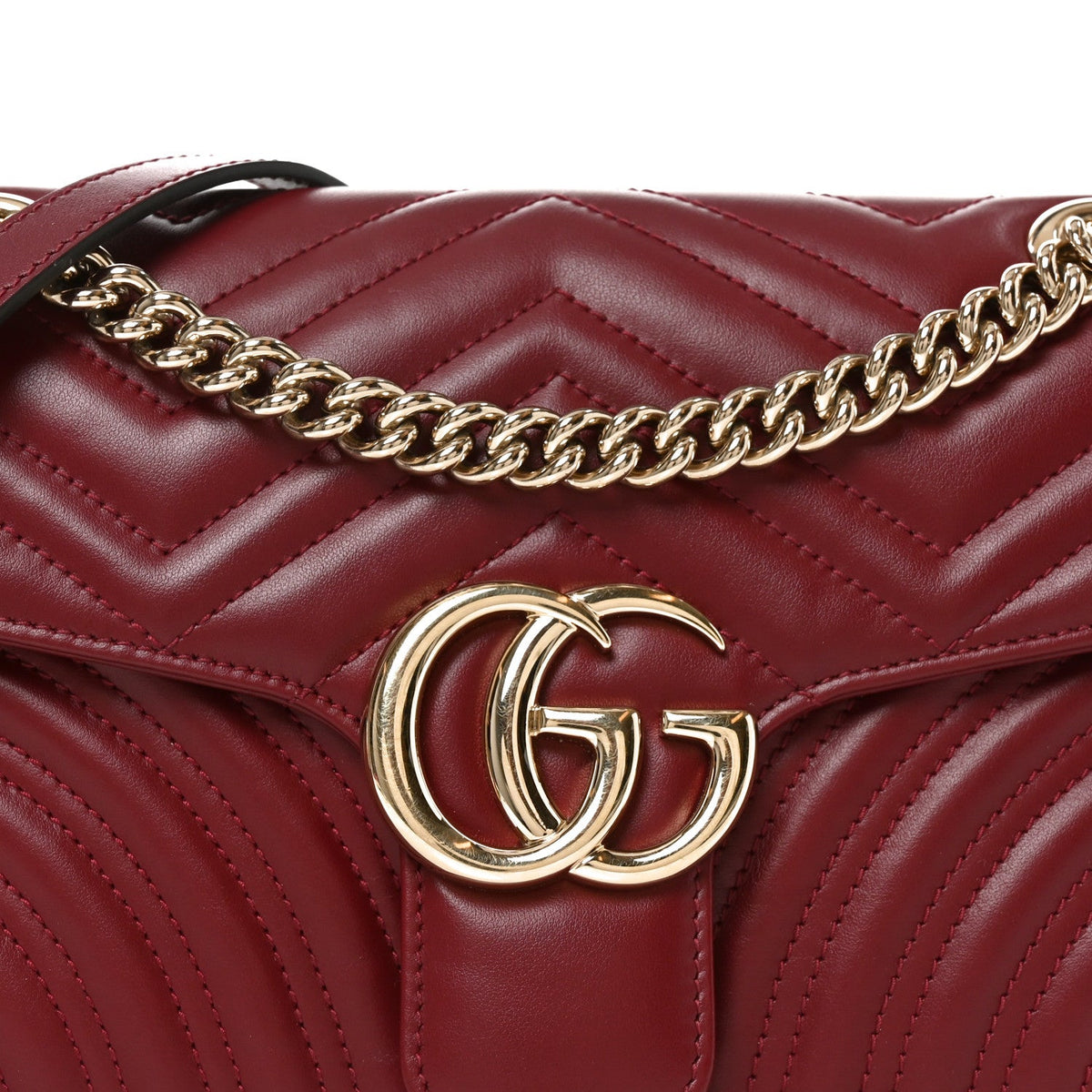 Calfskin Matelasse Small GG Marmont Shoulder Bag Rosso Ancora Red