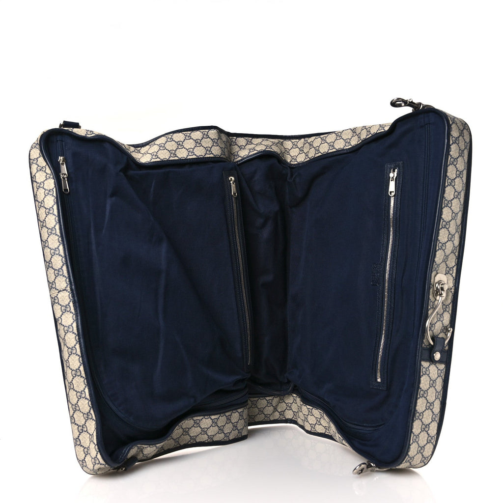 GG Supreme Monogram Web Savoy Garment Bag Beige Blue